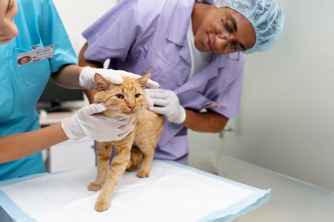 vet taking care of a pet